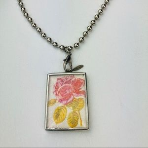 JEWEL KADE glitter rose/floral postmark charm